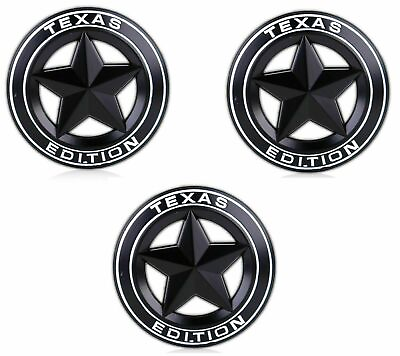 #ad THREE TEXAS STAR EDITION 3quot; EMBLEMS WHITE BLACK UNIVERSAL STICK for TACOMA $23.22