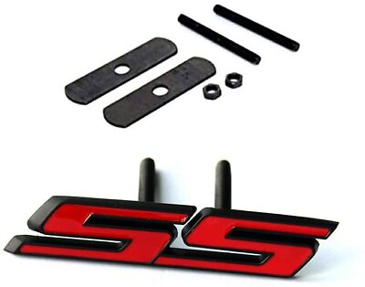 #ad 1pc OEM Grille Ss Emblem 3D Badge for Camaro Ss Chevy Sierra Black Red $12.17