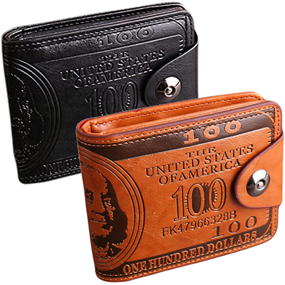 #ad Men#x27;s US 100 Dollar Bill Leather Trifold Card Photo Holder Wallet Handbag Purse $7.58