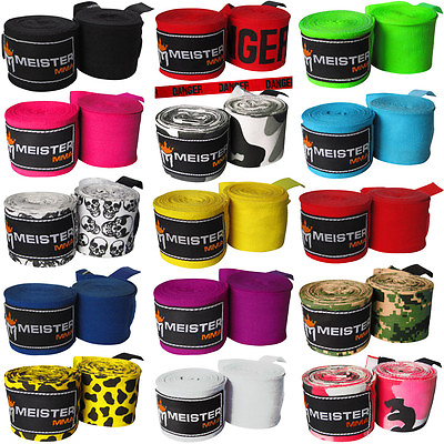#ad MEISTER 180quot; SEMI ELASTIC HAND WRAPS PAIRS MMA Boxing Mexican Lot ALL COLORS $8.99