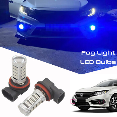 #ad 2pcs Ultra Blue H11 H8 LED Fog Lights Bulbs for Honda Civic 2006 2020 Fog Lamp $12.98