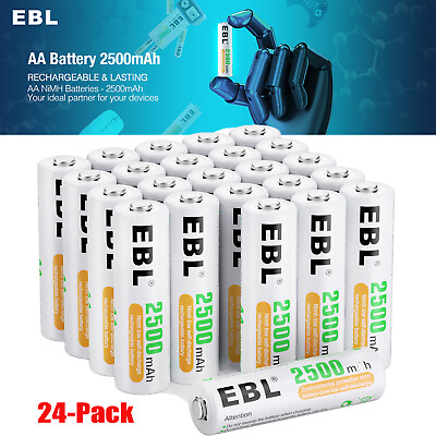 #ad EBL 24x 1.2V NiMH Rechargeable AA Batteries 2500mAh Pre Charged Doubl A Battery $27.99
