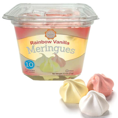 #ad 1 Pk Rainbow Vanilla Meringues Cookies Gluten Fat Free 80 Calories Kosher Snacks $7.32