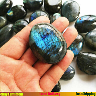 #ad Natural Labradorite Crystal Polished Palm Stone Healing Quartz Gemstone Decor US $7.59