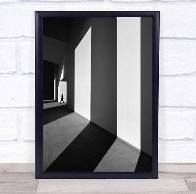 #ad shadow stripes on wall person walking Wall Art Print GBP 57.99