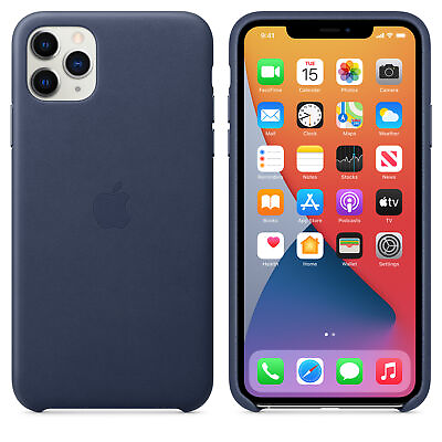 #ad Genuine Apple iPhone 11 Pro Max Leather Case Blue MX0G2FEA $10.00