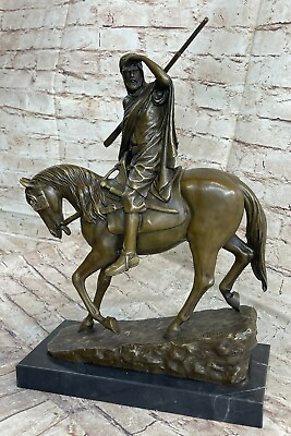 #ad Handcrafted Detailed Arab Male with his Faithful Horse and Gun Bronze Sculpture $224.50