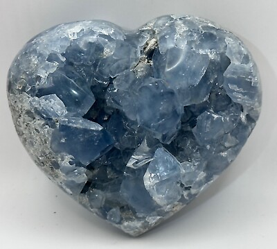#ad High Grade Celestite Heart Geode Madagascar Crystal Blue Cluster Fully Polished $165.00