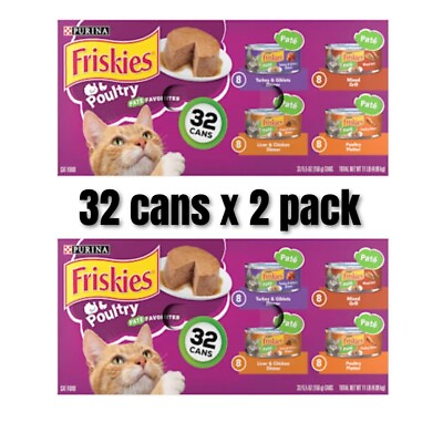 #ad Purina Friskies Poultry Favorites Wet Cat Food Variety Pack 5.5 oz Cans 64 Pack $39.00