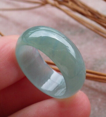 #ad Certified Icy Green Natural 100% A Jadeite Jade Circle Ring NO. 7.5 戒指 # 413675 $47.20