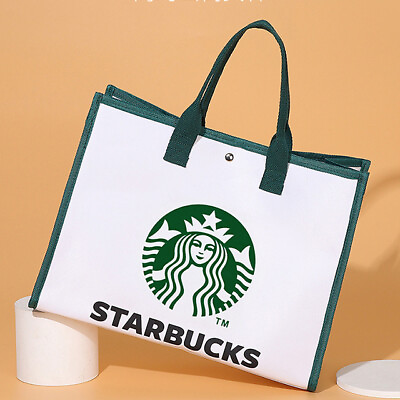 #ad NEW Starbucks Canvas Storage Bag Large School Office Books Makeup Laptop Handbag $13.29