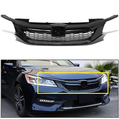 #ad For 16 17 9th Gen Honda Accord Semi Glossy Black JDM Sport Style Front Grille $88.88