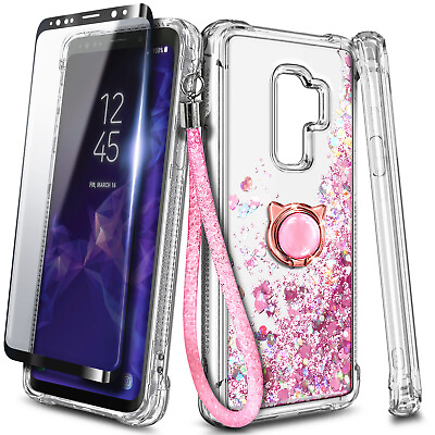 #ad For Samsung Galaxy S9 S9 Plus Liquid Glitter Case Screen Protector amp; Lanyard $9.98
