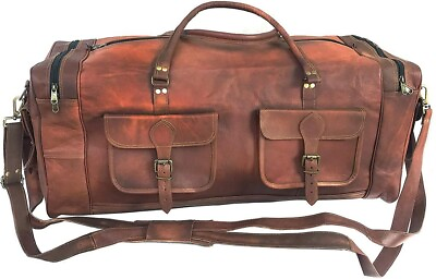 #ad New Duffel Luggage Vintage Weekender Overnight Carry Leather Travel Bag $71.25