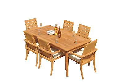 #ad DSAL A Grade Teak 7pc Dining Set 71quot; Rectangle Table 6 Stacking Arm Chairs $2353.87
