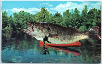 #ad Postcard Big One Got Away Fish amp; Fisherman Print $3.46