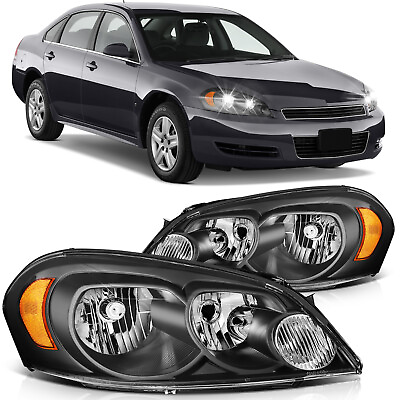 #ad Black Housing For 2006 2013 Chevy Impala 06 07 Monte Carlo Headlights LeftRight $61.88