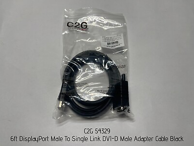 #ad C2G 6ft DisplayPort Male To Single Link DVI D Male Adapter Cable Black 54329 $12.99