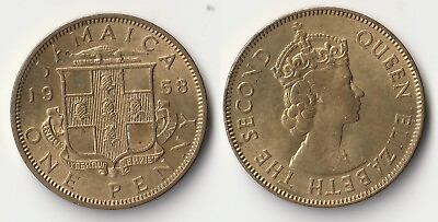 #ad 1958 Jamaica 1 penny coin $2.00