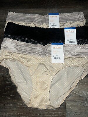 #ad Warner#x27;s Womens Hipster Underwear Panties Polyester Blend 3 Pair A XL 8 $22.24