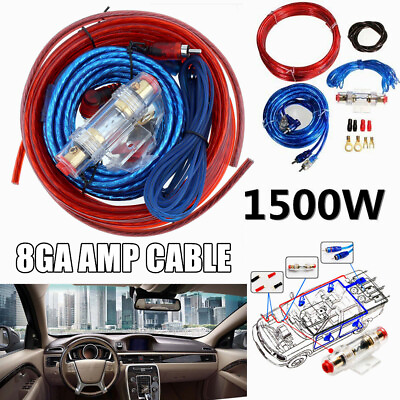 #ad #ad 8Gauge Amplfier Power Kit for Amp Install Wiring Complete RCA Cable RED 1500W $11.99