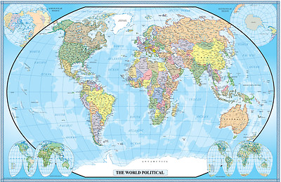 #ad 48x70 Huge World Classic Laminated Wall Map Poster Print $49.95