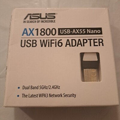 #ad ASUS Dual Band AX1800 USB WiFi Adapter USB AX55Nano USB 2.0 Gen1 WPA3 $43.98