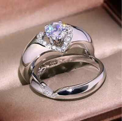 #ad Women Bridal Engagement Ring Set 2Ct Round Simulated Diamond 14K White Gold Over $119.99