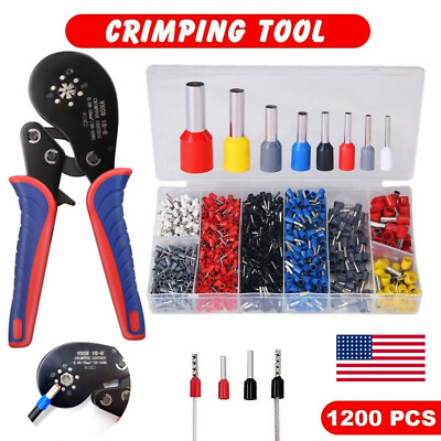 #ad 1200 Ferrule Crimper Plier Kit 0.08 16mm²Wire End Terminal Ratchet Crimping Tool $55.99