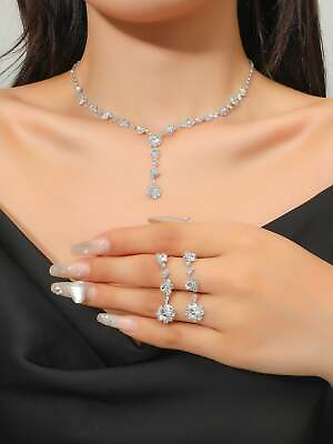 #ad 3pcs Rhinestone Decor Jewelry Set Bridal Jewelry Gift for Women Party Jewelry $5.32
