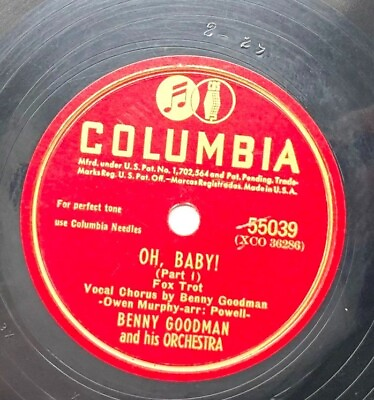 #ad Benny Goodman Oh Baby Columbia 55039 12 Inch Record 78RPM Jazz Orchestra $29.98