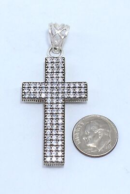 #ad Brazil White Topaz Lab Diamond Silver Victorian Jewelry Gift Pendant 60 mm r820 $48.52
