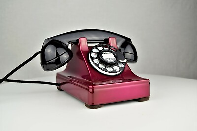 #ad Vintage Original Western Electric 302 Raspberry Chromium Rotary Dial Telephone $399.00
