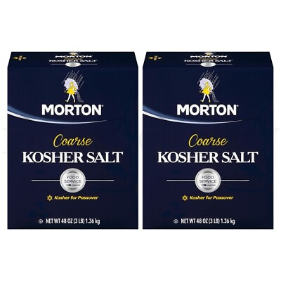 #ad Morton Course Kosher Salt 48 Ounce Lot of 2 Boxes $14.99