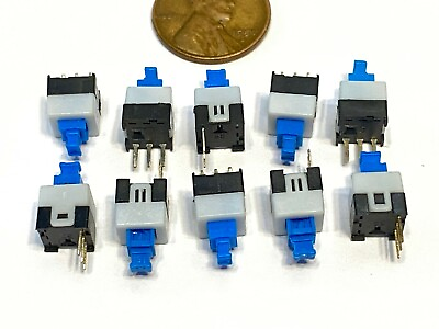 #ad 10x Push Button Latching Tactile Switch 7x7mm Blue Button 3 Pin Micro on off B10 $8.47
