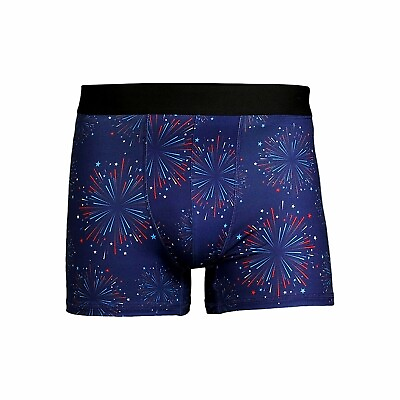 #ad NEW Mens Boxer Briefs Underwear S M XL 3XL Fireworks Patriotic July 4th $6.37