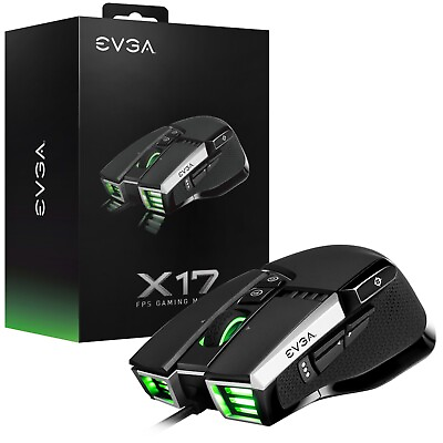 #ad ** NEW** EVGA X17 Gaming Mouse 8K Wired Black Customizable 16000 DPi $18.00