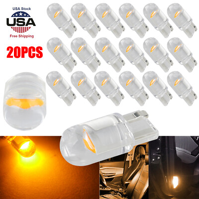 #ad 20PCS Amber T10 LED COB W5W 194 Car Wedge Interior Light Dome Reading Lamp Bulbs $9.50