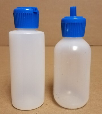 #ad 2 oz 60 ml HDPE or LDPE Plastic Bottles with Blue Polytop Dispensing Caps $10.95