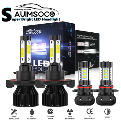 #ad 4 Sides White LED H13 Headlights H10 Fog Light Bulbs Plugamp;Play Conversion Kit $39.99