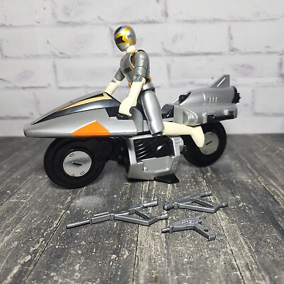 #ad 1997 Bandai Power Rangers In Space Silver Galaxy Glider Cycle with Figure $39.95