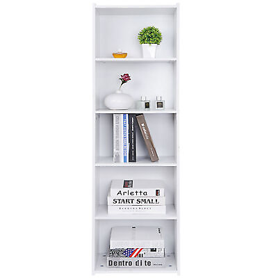 #ad 5 Tier Reversible White Open Shelf Bookcase Bookcase Bookshelf Storage Home $39.58