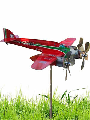 #ad Airplane Wind Spinners Metal Pinwheels Outdoor Aircraft Windmill Garden Decor $25.71