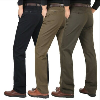 #ad Men#x27;s Long Trousers Cargo Pants Cotton Business Casual High Waist Winter Classic $40.69