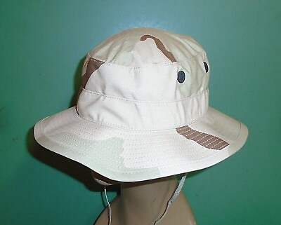 #ad USGI Desert DCU 3 Color Camo Ripstop Jungle Boonie Sun Hat Cap Type II All Sizes $19.99