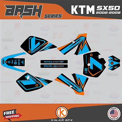 #ad Graphics Kit for KTM 50SX 2002 2008 MINI ADVENTURE PRO SR JR Bash Orange Cyan $74.99