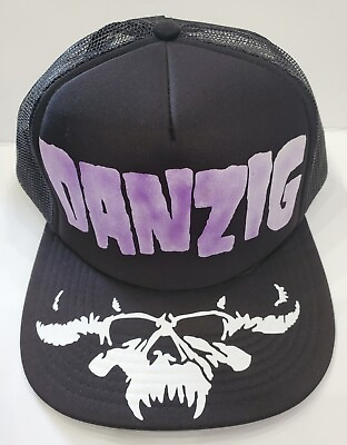 #ad Triple Print White Skull Danzig Trucker Black Hat Snapback Adjustable 5Panel $40.00