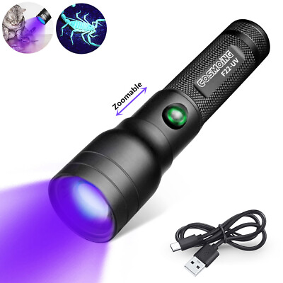 #ad Zoom 395nm UV Light Blacklight Rechargeable Tactical LED Flashlight 18650 Lamp $16.19