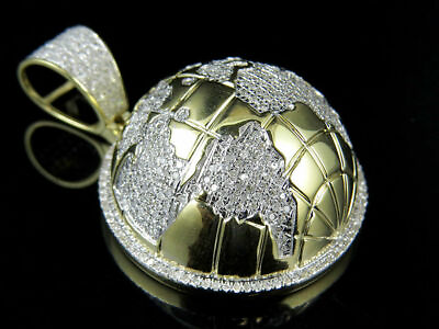 #ad 2Ct Lab Created Diamond Half 3D Globe Charm Pendant 14K Yellow Gold Plated $167.43
