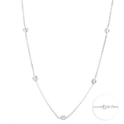 #ad 925 Sterling Silver Simulated Diamond By The Yard Necklace 16quot; 24quot; $47.13